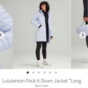 ❄️LULULEMON Pack It Down Jacket (long) in Blue Linen size 10